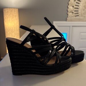 Donald J. Pliner Black Strappy Wedges